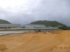 โครงการ Main Contract for 34 Rais rental Land (งานรั้วกำแพงอิฐบล็อค และพื้นคอนกรีต)